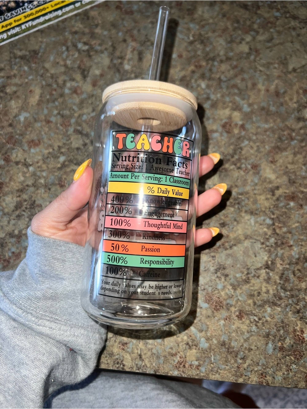 Never used Teacher Floral Acrylic Tumbler with Straw - Picture 2 of 2